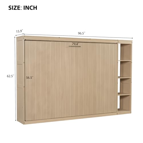 Full Size Horizontal Murphy Bed with Shelves N721978