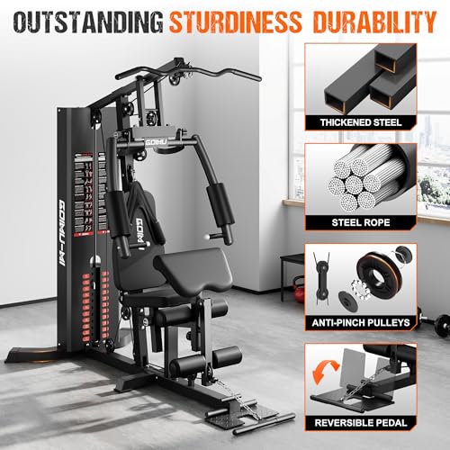 Multifunctional Home Gym Equipment with 140LBS Weight Stack E7705