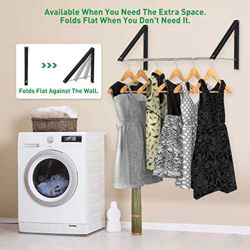 White Wall Mounted Folding Aluminum Clothes Drying Rack B94126
