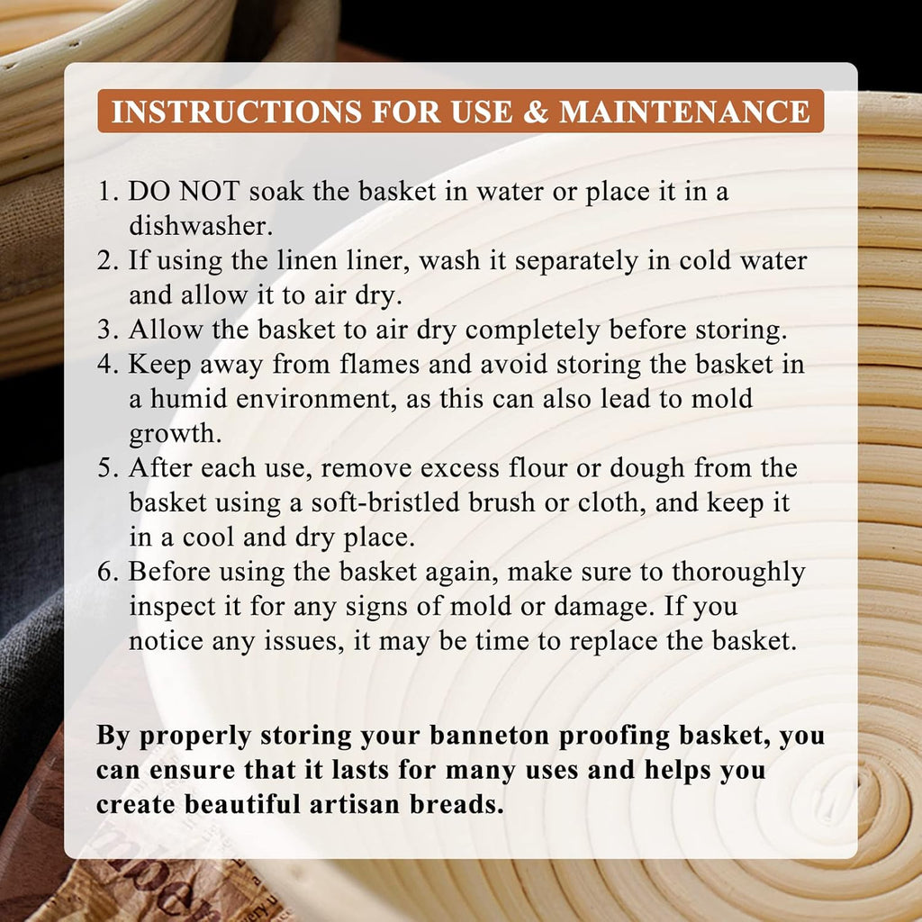 9 Inch Round & 10 Inch Oval Banneton Bread Proofing Basket with Liner, Bread Lame, Dough Scraper, Cleaning Brush H731