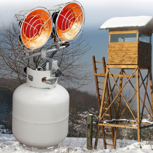 Silver Double Burner 30,000 BTU Propane Gas Tank Top Heater L7959