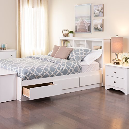 Full 6-Drawer Platform Storage Bed, White J3371