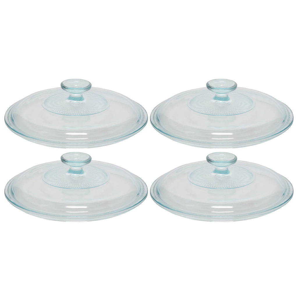 2.5qt French White Clear Fluted Round Glass Lid (4-Pack) R68518