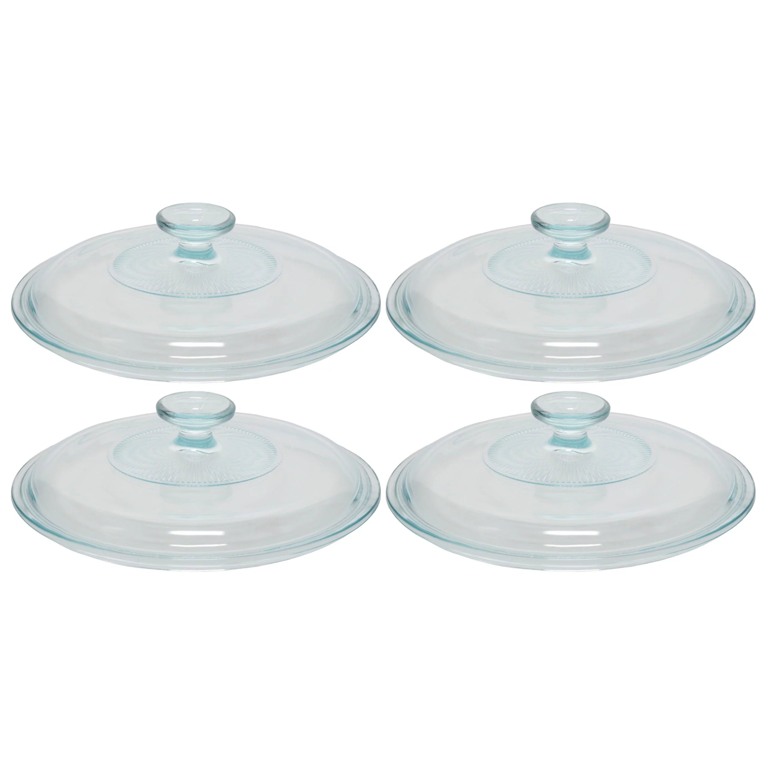 2.5qt French White Clear Fluted Round Glass Lid (4-Pack) R68518