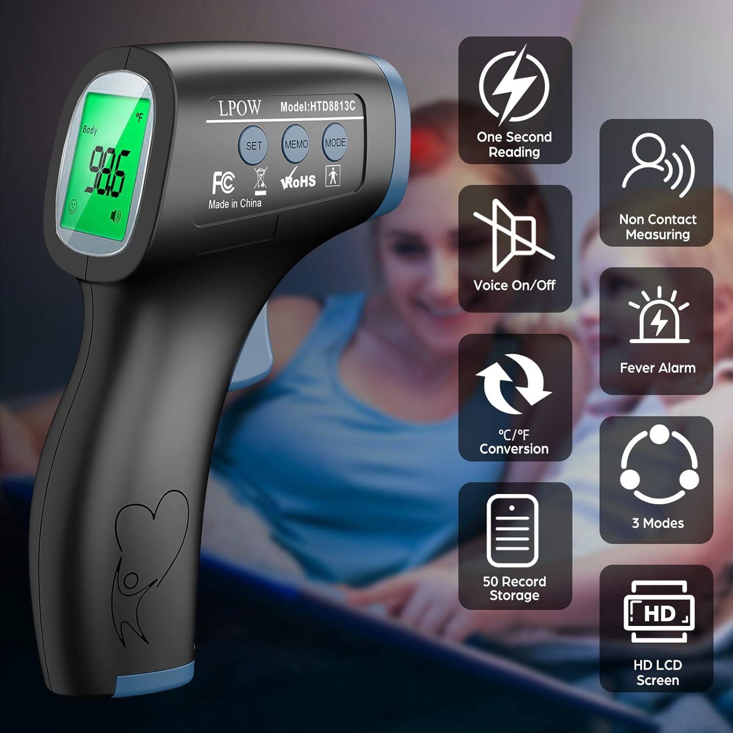 Touchless Infrared Digital Thermometer, Black J311445