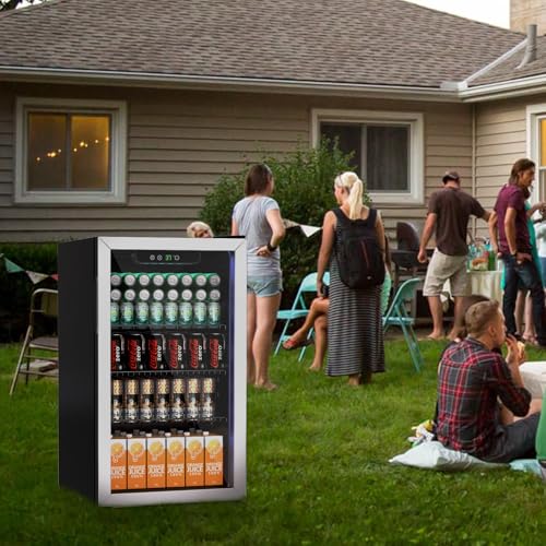 Compact Freestanding Beverage Refrigerator and Skincare Fridge, 0.9 Cu Ft Mini Fridge with Reversible Mirrored Front Door P50659
