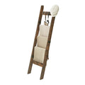 5-Tier Wood Blanket Ladder Shelf with 4 Removable Hooks V50833