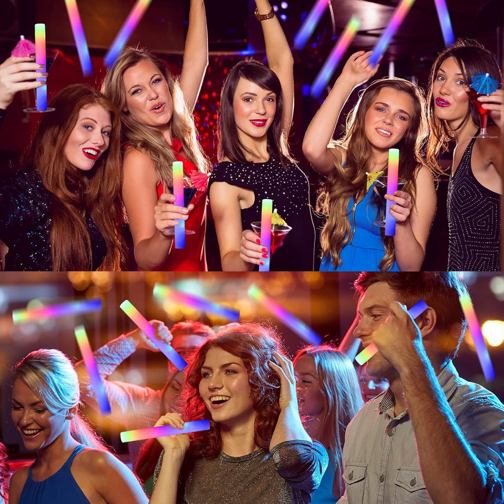 220 Pieces LED Light up Foam Sticks Colorful Flashing Glow Stick with 3 Modes K3232