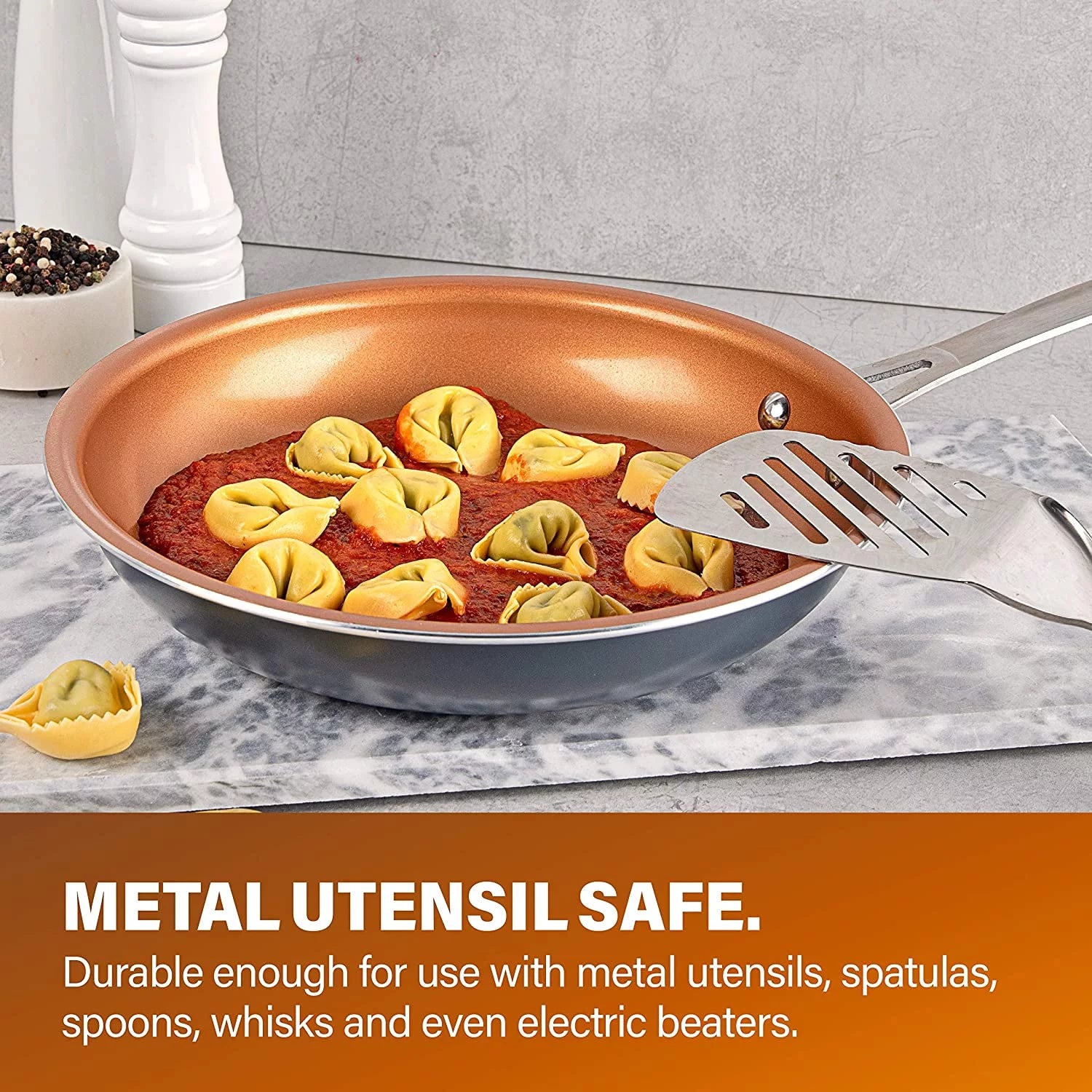 12 Piece Non-Stick Copper Pots and Pans Set Ocean Blue X9934