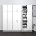 32" W White Storage Cabinet with Brushed Metal Handles W681