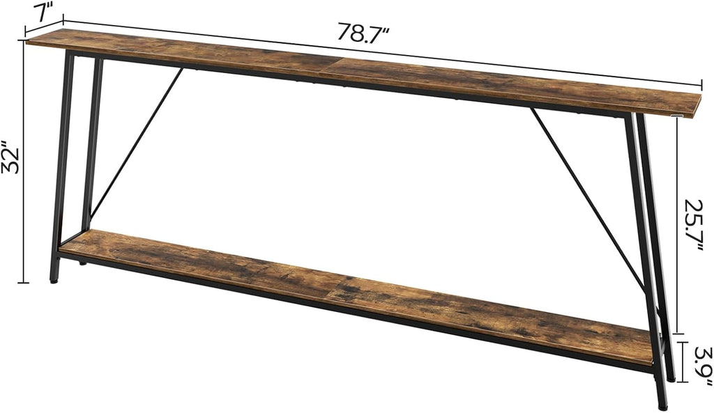 Rustic Brown and Black Console Table E79873