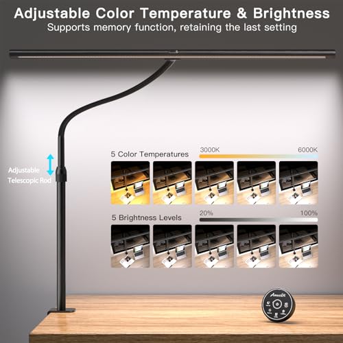 Desk Lamp with Remote Control, Adjustable Brightness & Color Temperature, 24W G631