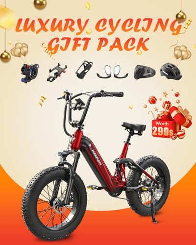 Electric Bike, Peak 1000W Motor, 48V 20Ah Battery, 20''×4.0'' Fat Tire Full Suspension, 28MPH, 80Miles Range, LCD Display, 7 Speed G971350