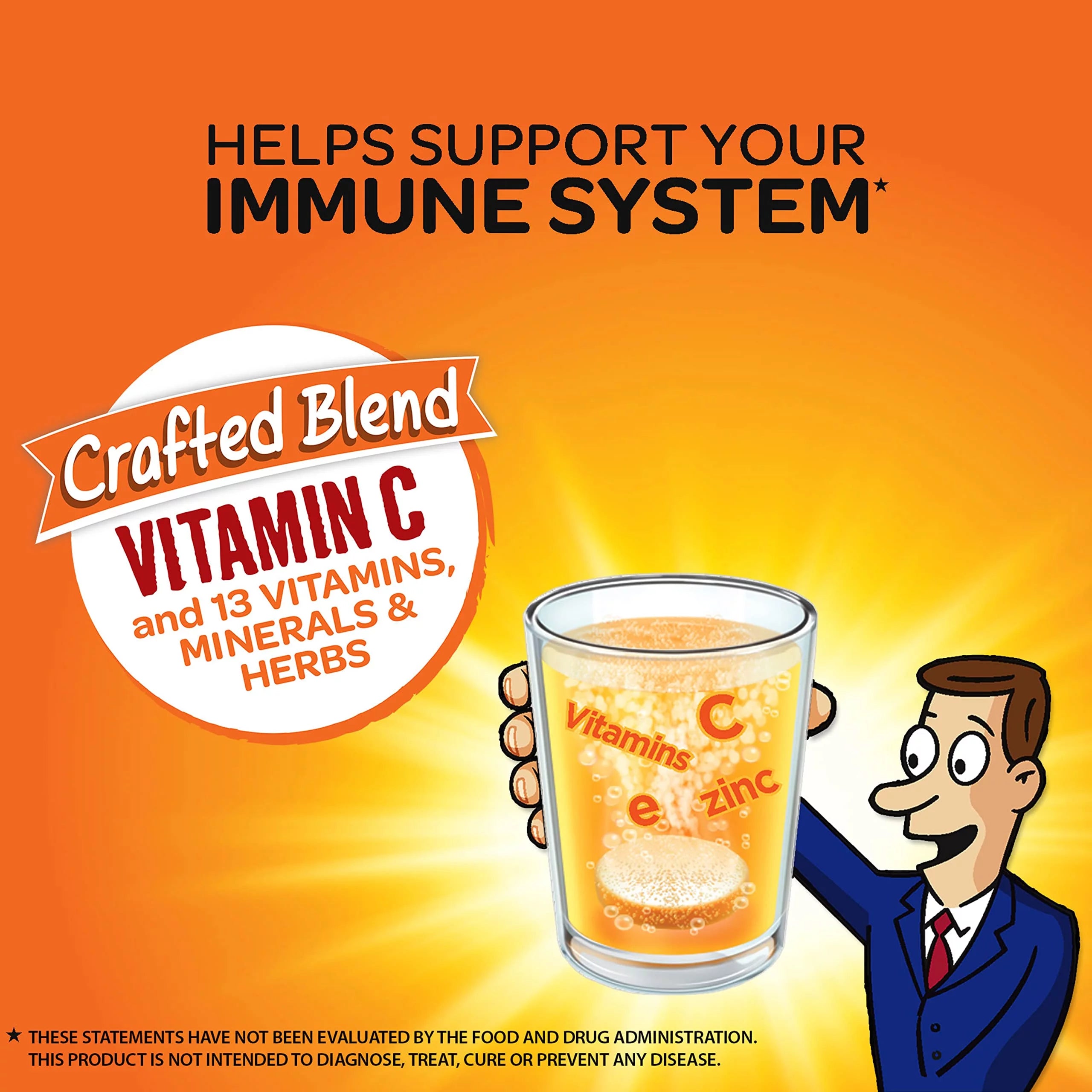 1000mg Vitamin C with Zinc Effervescent Tablets, 36 Tablets, Orange Flavor F91489