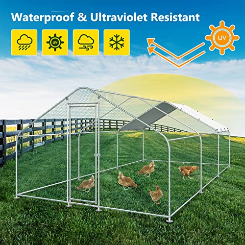 10x20FT Metal Chicken Run with Roof and Waterproof Cover Q5430