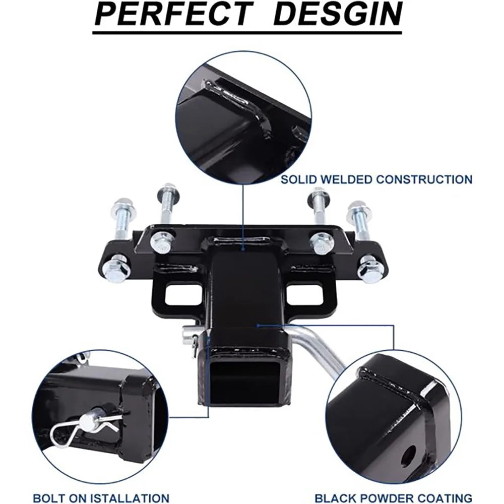 2" Rear Trailer Towing Hitch Receiver UTV Rear Attachment Black I678