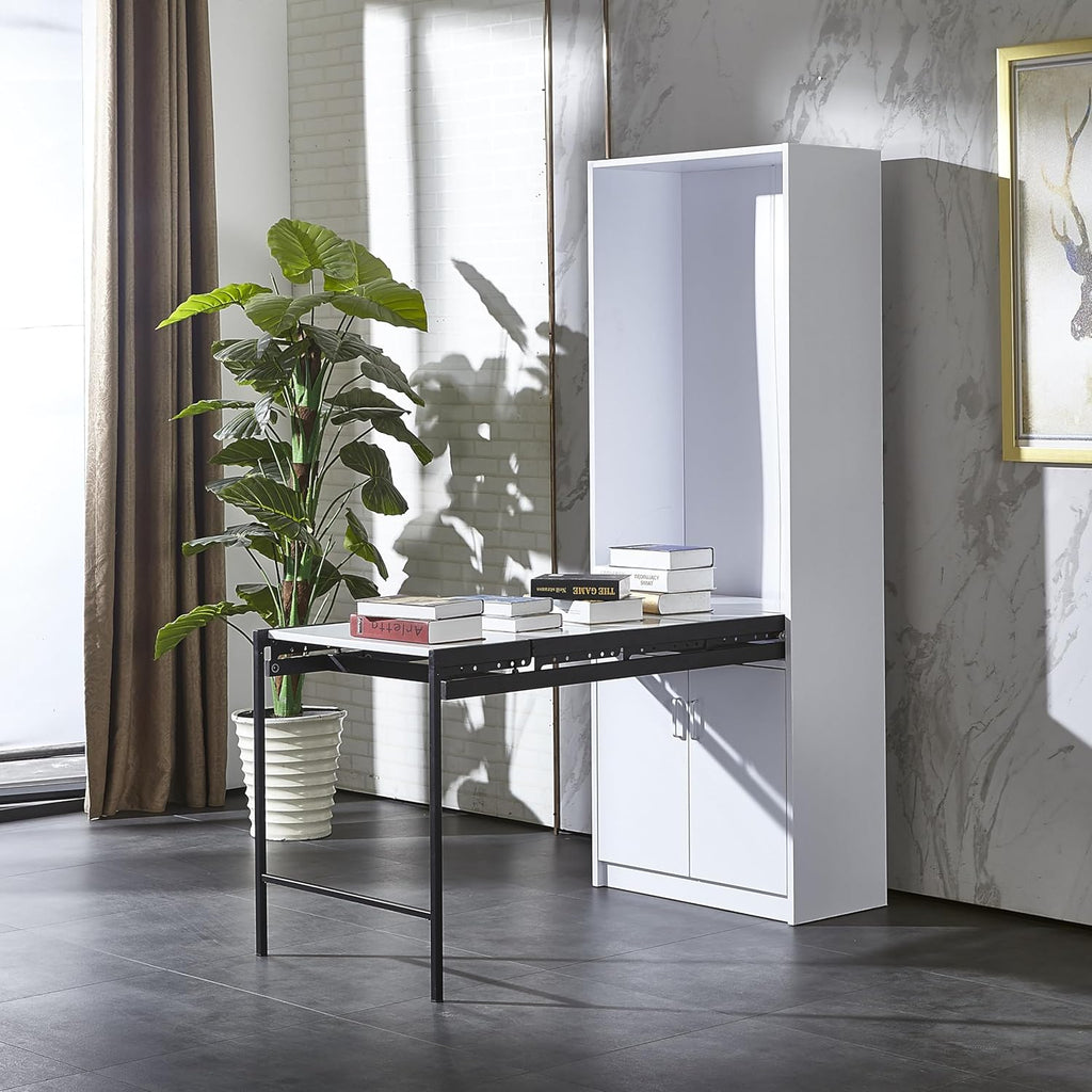 White Wall Mounted Fold Out Desk with Storage Area Q4634