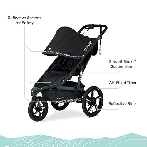Black Jogging Stroller with Snack Tray and Handlebar Console K979