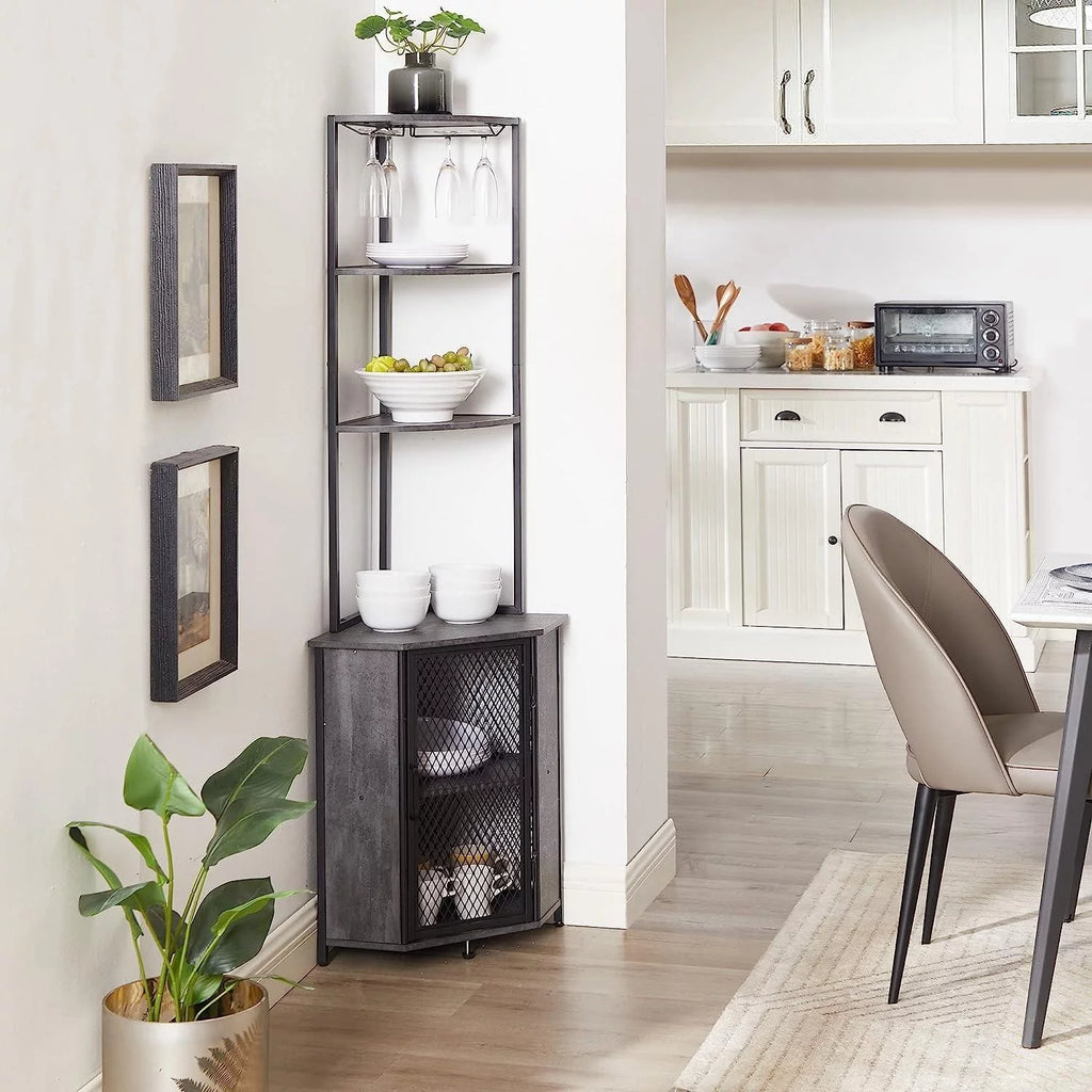Charcoal Grey 5-Tier Tall Corner Storage Shelf K9341