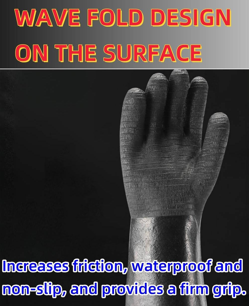 Extreme Heat Resistant Gloves, Waterproof Long Sleeve, Oil Resistant Neoprene Coating (18 inches) K696