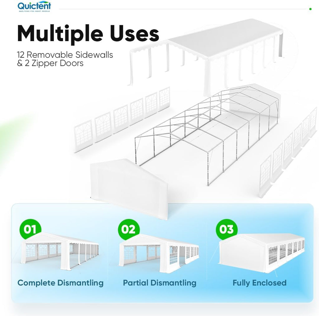 20x40 Heavy Duty Outdoor Galvanized Party Tent with Storage Bags D3128