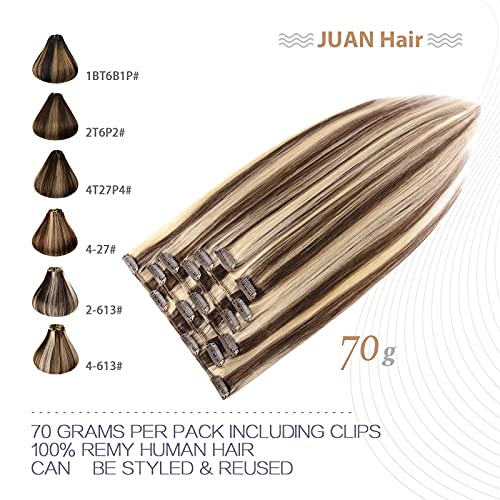 70G Dark Brown 100% Remy Human Hair Clip in Extensions 22 Inch T75668