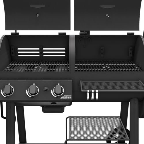 Black Charcoal and Gas Smoker & Grill Y36487