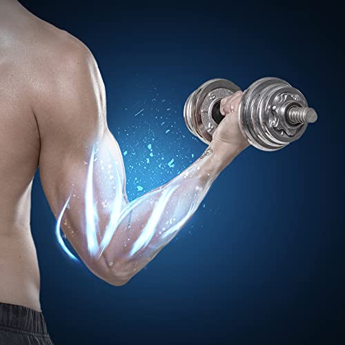 Threaded Dumbbell Rubber/Chrome Handles 1 Inch Pair, Adjustable Dumbbell Bar Handles A194336