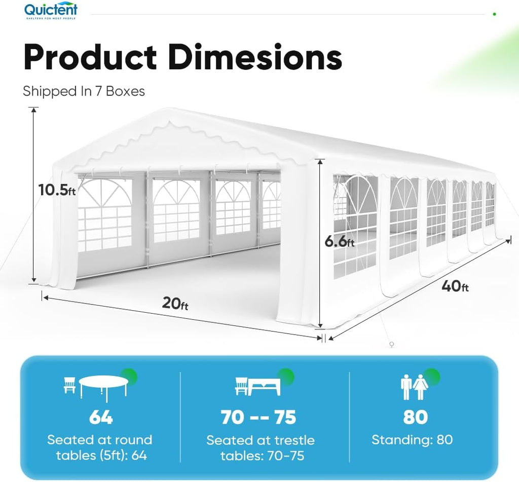 20x40 Heavy Duty Outdoor Galvanized Party Tent with Storage Bags D3128
