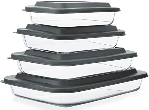 8-Piece Glass Baking Dish Set with Plastic Lids A8181