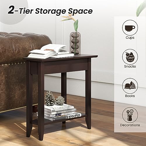White 2-Tier Wedge End Table Set of 2 with Storage Shelf R48714