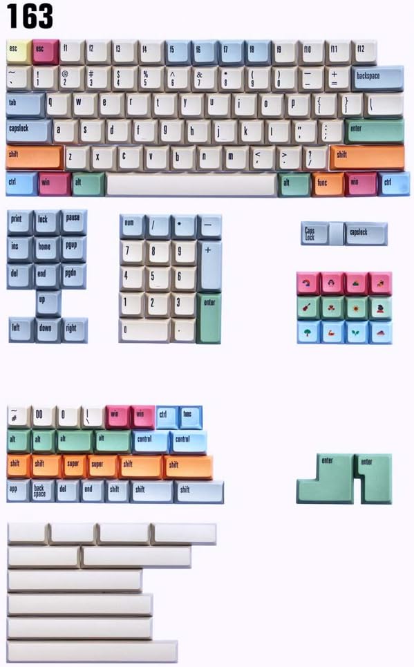 166 Keys Thick PBT Keycaps for MX Switch Mechanical Keyboard Z968