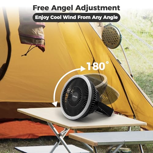8-Inch Portable Camping Fan with LED Lantern, 10000mAh Rechargeable Battery Operated Tent Fan Q184745