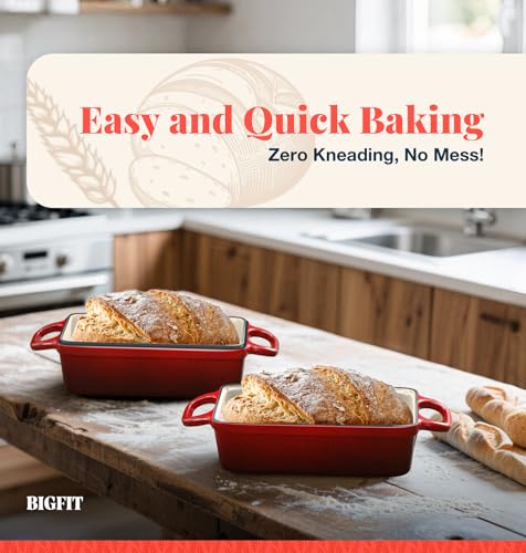 Blue Enameled Cast Iron Bread Loaf Pan with Lid 3.4QT 9x5 Inch O132396