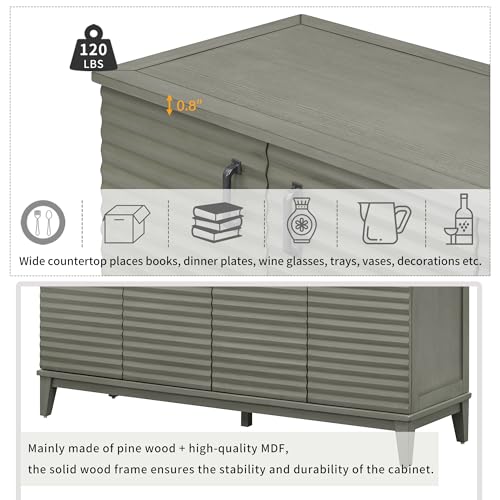 4 Door Wooden Sideboard with Adjustable Shelves and Metal Handles S6736