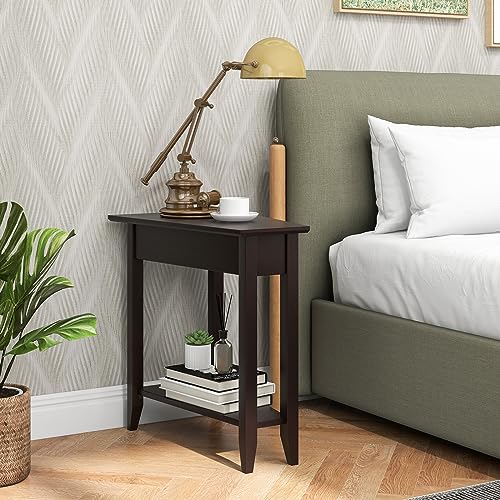 White 2-Tier Wedge End Table Set of 2 with Storage Shelf R48714