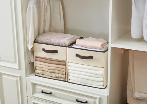 13 Inch Fabric Cube Storage Bins with Clear Window, Beige (6pcs) E293