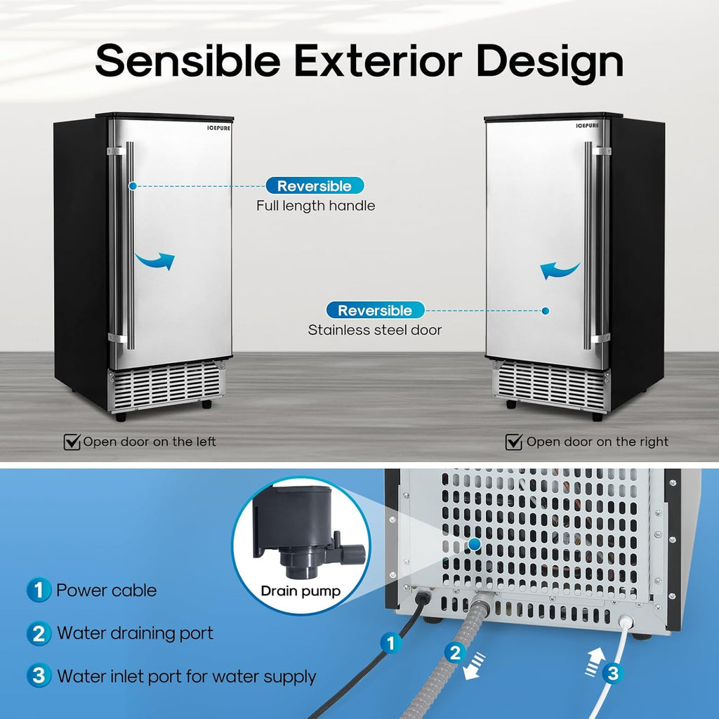 Commercial Ice Maker, Stainless Steel, 80 Lbs/24H H723