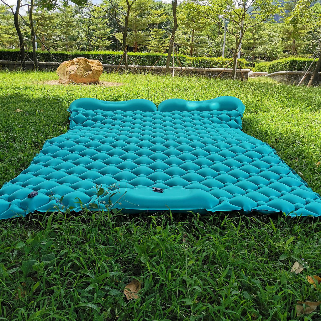 Blue Double Air Mattress with Pillow, 198X120X6cm A5872
