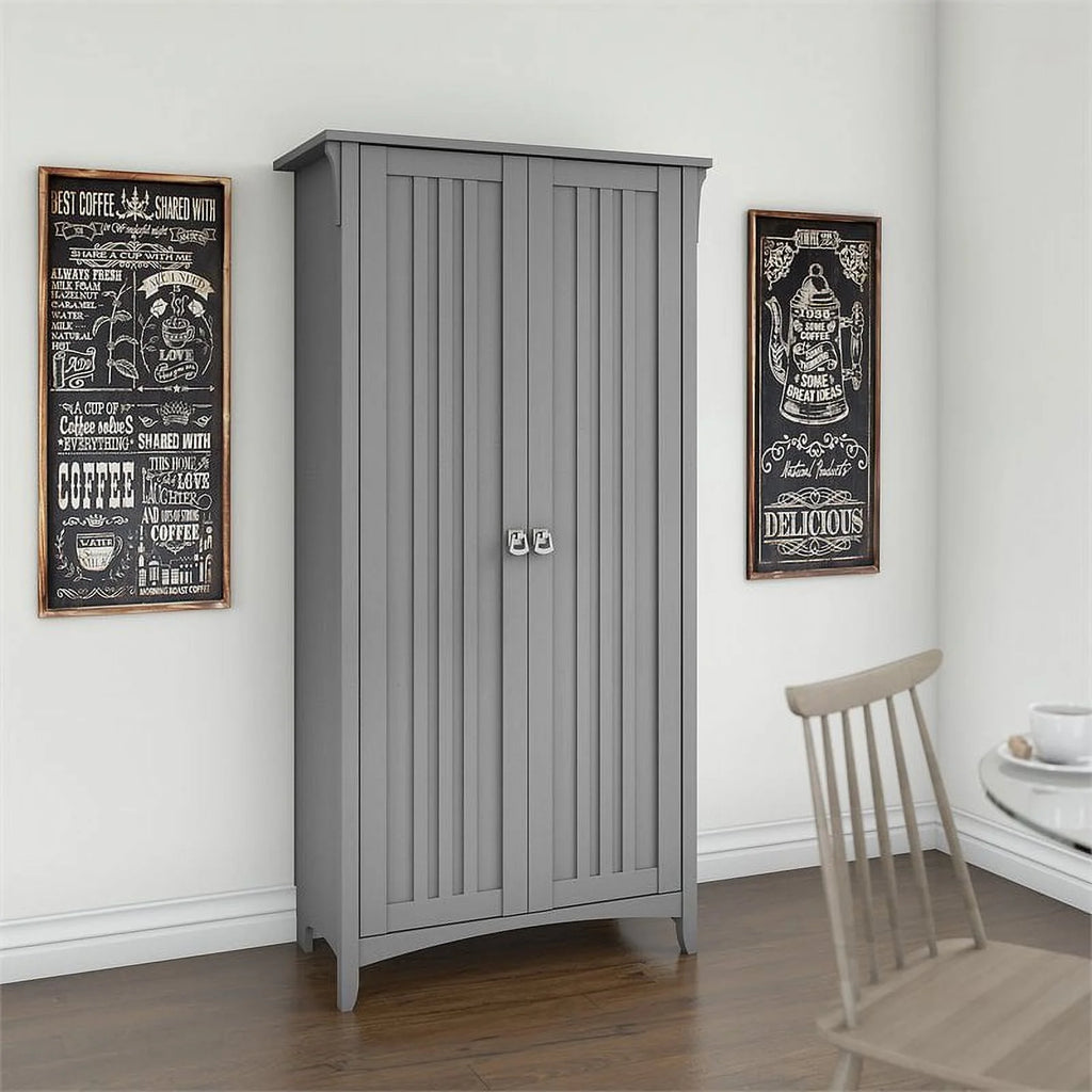 Gray Wood Kitchen Pantry Cabinet with Doors F122687