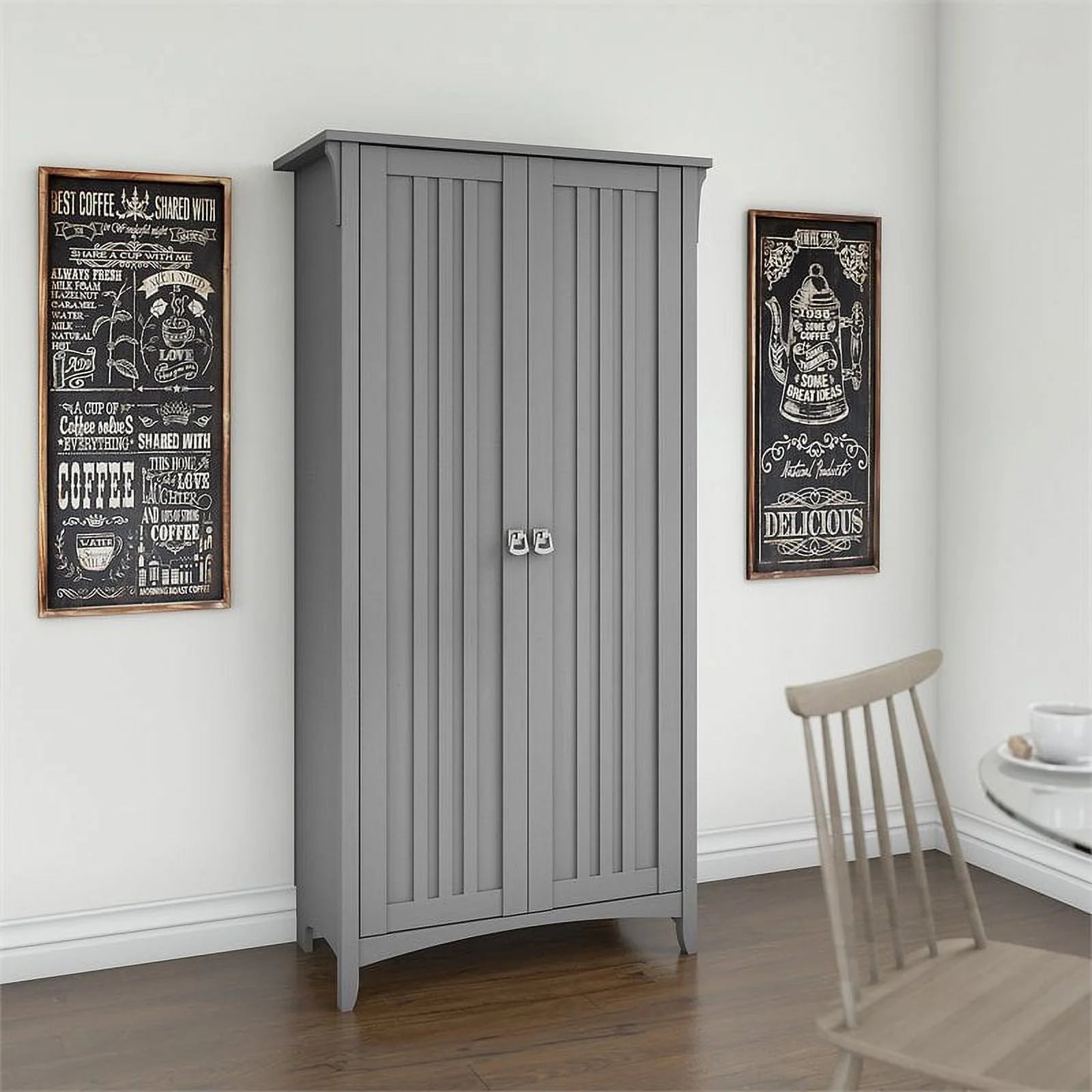 Gray Wood Kitchen Pantry Cabinet with Doors F122687