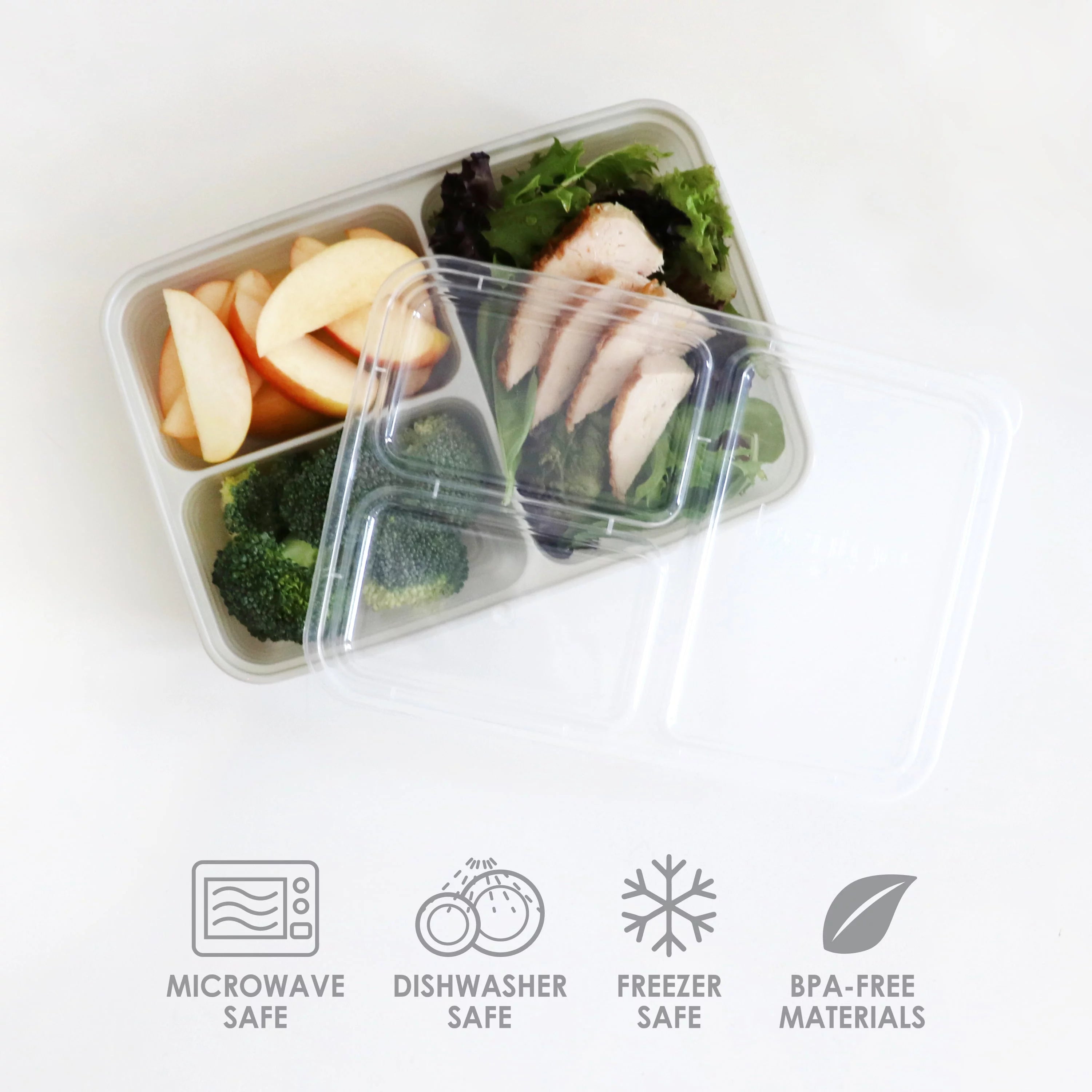 3-Compartment Meal-Prep Containers with Lids - 10 Trays & Lids - Navy Blue F7926