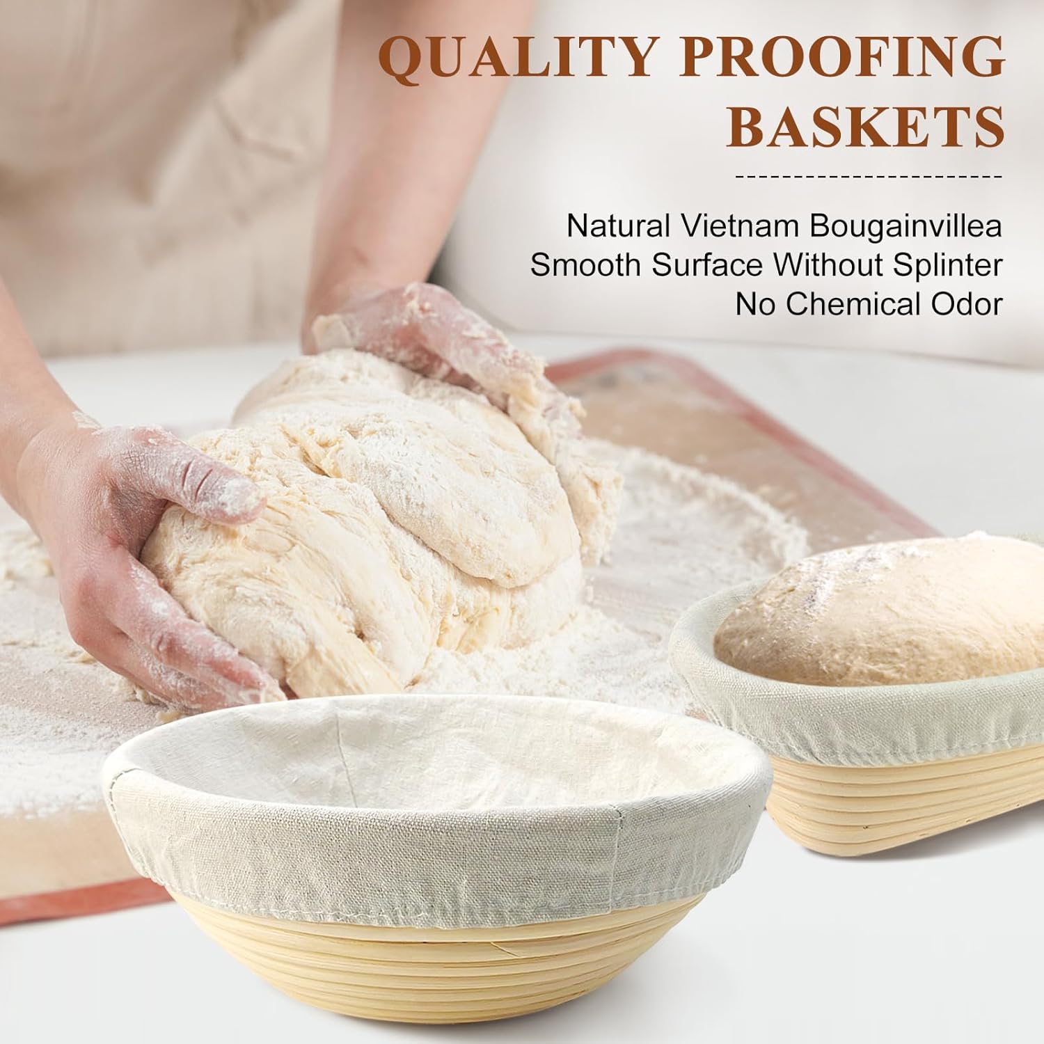 9 Inch Round & 10 Inch Oval Banneton Bread Proofing Basket with Liner, Bread Lame, Dough Scraper, Cleaning Brush H731
