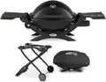 Black LP Gas Grill with Portable Cart and Grill Cover Bundle L55705