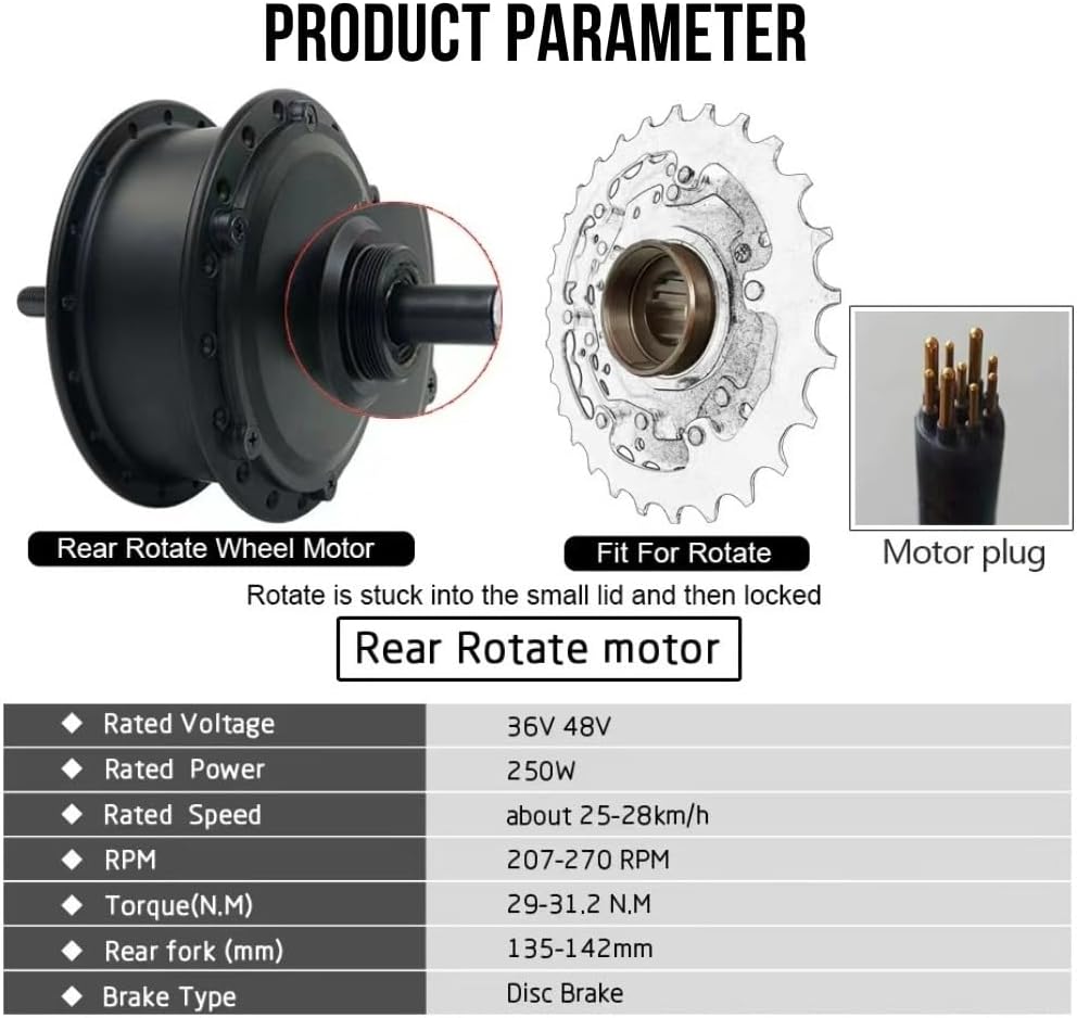 36v 250w Brushless Gearless Rear Hub Motor Electric Bike Kit H86217
