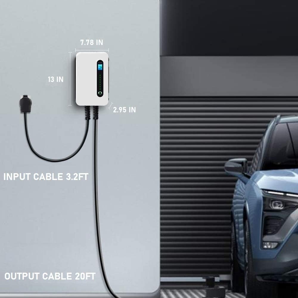 240V 40 Amp Level 2 Electric Vehicle Charging Station with 20ft J1772 Cable & NEMA 6-50 Plug J56134