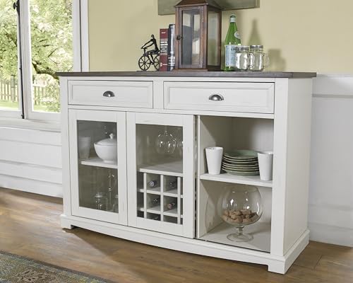 Dark Oak & White Server H6838