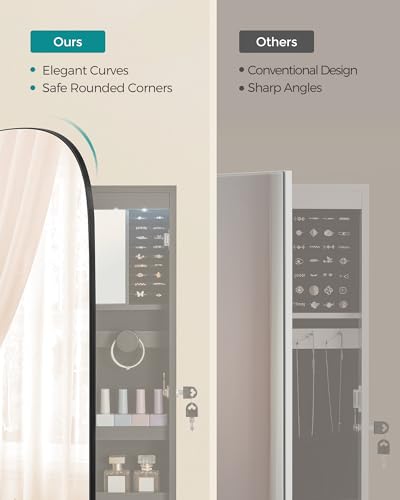 LED Jewelry Cabinet with Storage, 3.9 x 16.5 x 42.5 Inches, Black G1763