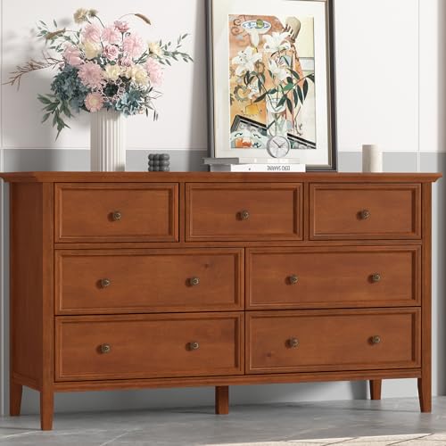 White 7 Drawer Solid Wood Dresser C9627