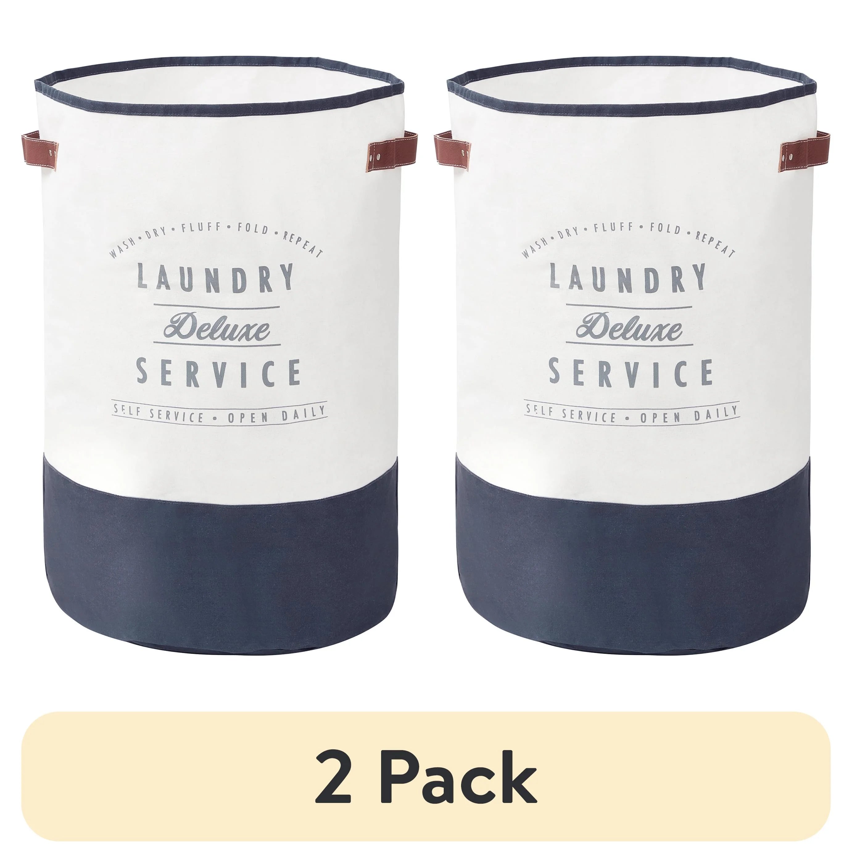 Ivory/Grey Canvas Laundry Hamper, 16" x 25" T950251